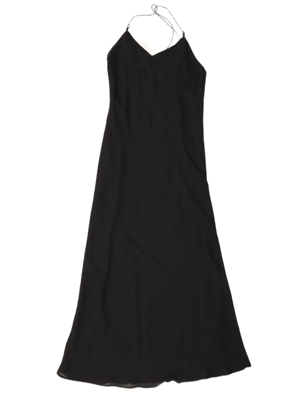 Vintage Womens Maxi Halter Dress UK 10 Small Black Polyester