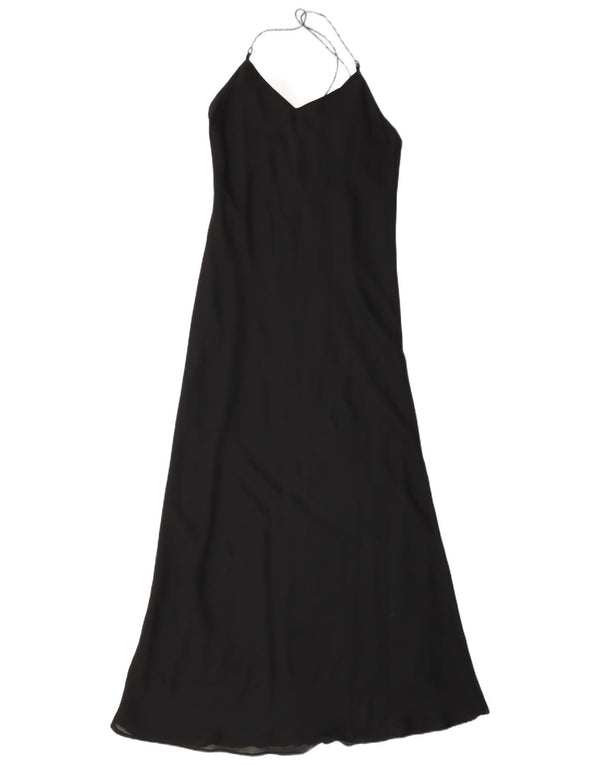Vintage Womens Maxi Halter Dress UK 10 Small Black Polyester