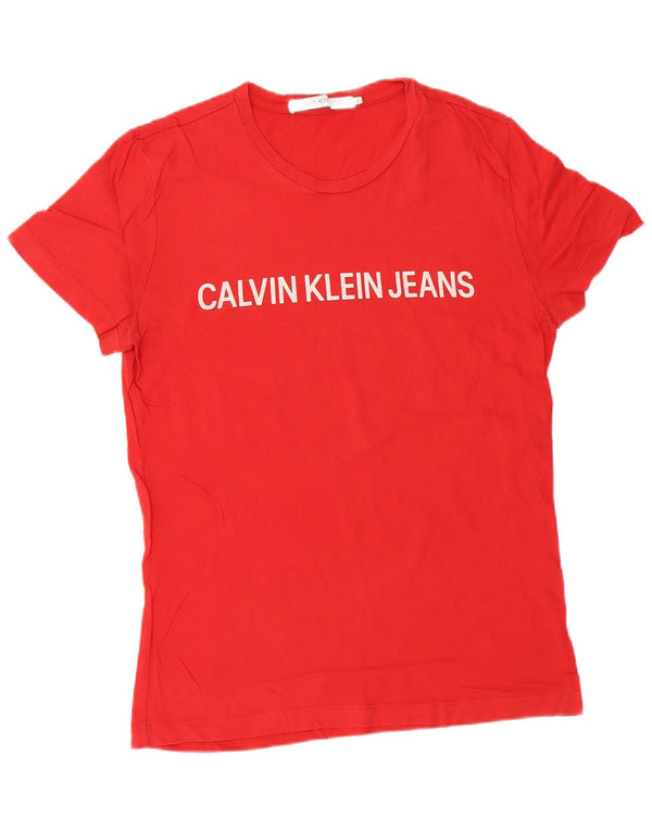 CALVIN KLEIN JEANS Mens Graphic T-Shirt Top Small Red