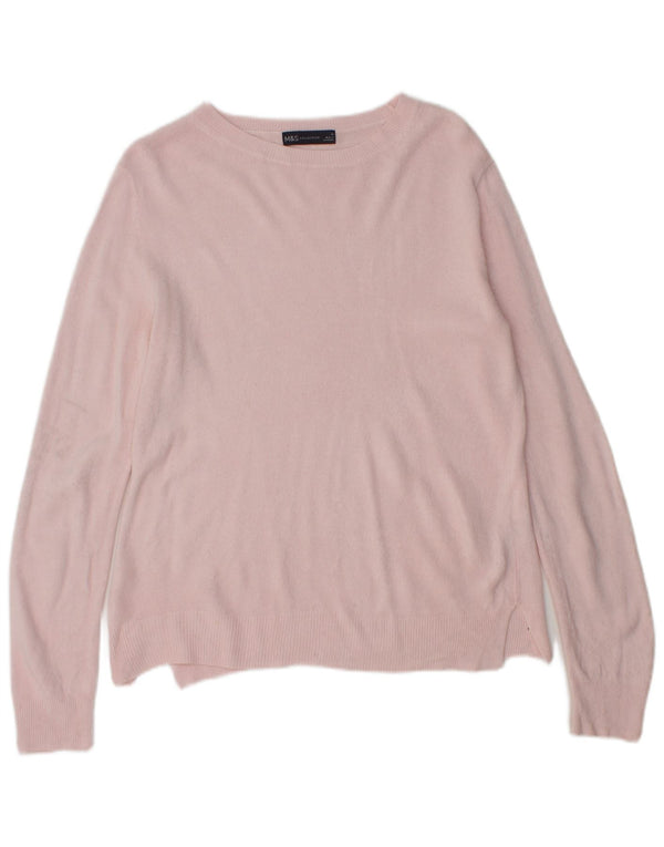 Marks & Spencer Womens Boat Neck Jumper Sweater UK 10 Small Pink Acrylic