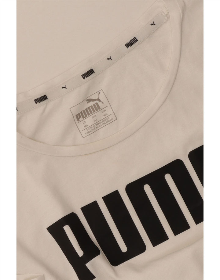 Puma Womens Graphic T-Shirt Top UK 12 Medium White