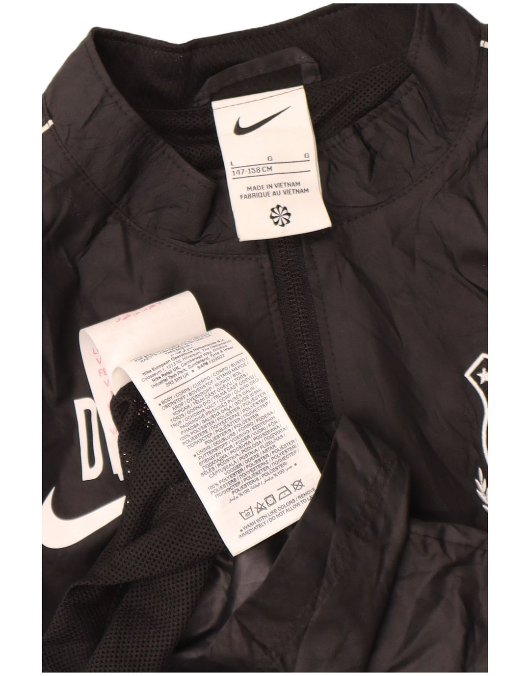 Nike Boys Graphic Rain Jacket 12-13 Years Large Black Polyester