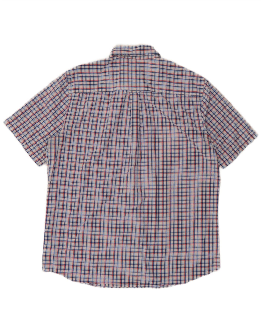 Chaps Mens Short Sleeve Shirt Large Blue Check Cotton