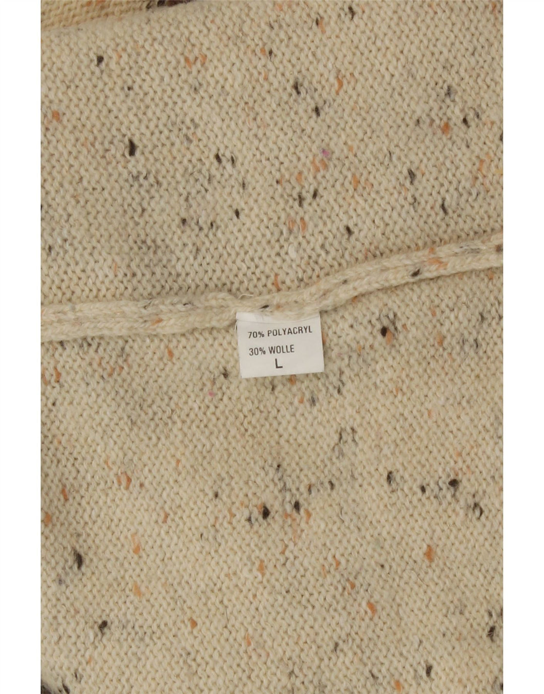 Vintage Womens Crew Neck Jumper Sweater UK 16 Large Beige Patchwork Novelty