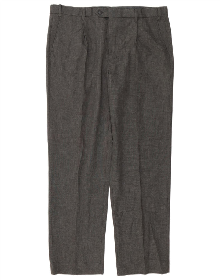 MARKS & SPENCER Mens Regular Fit Suit Trousers W36 L31 Grey Polyester