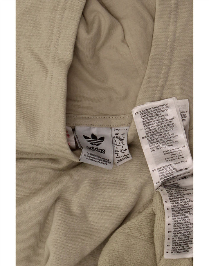 ADIDAS Boys Hoodie Jumper 13-14 Years Beige Cotton