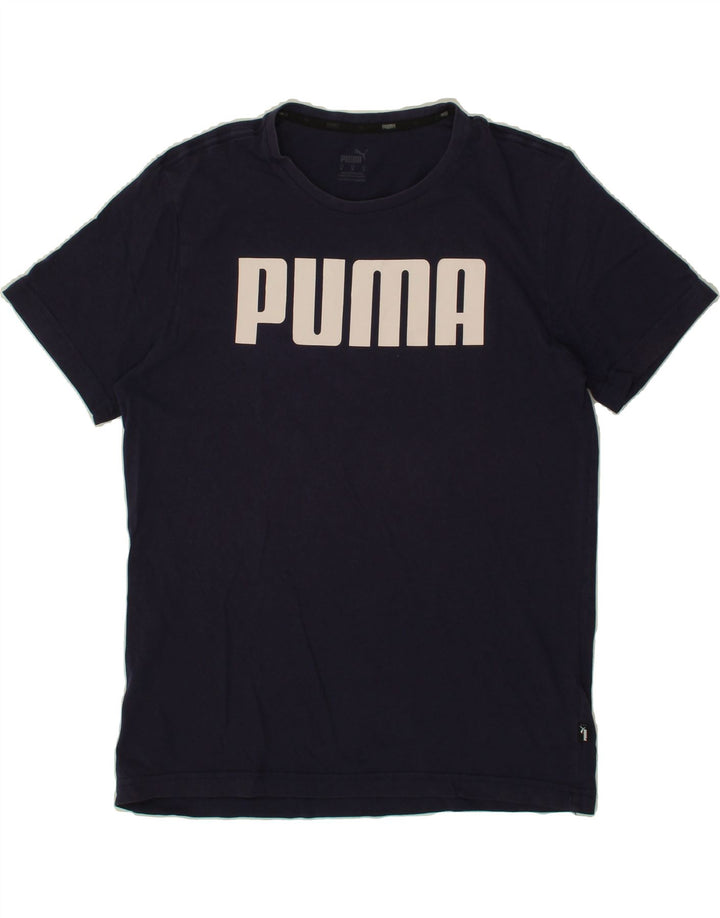 PUMA Mens Graphic T-Shirt Top Medium Navy Blue Cotton Vintage Puma and Second-Hand Puma from Messina Hembry 