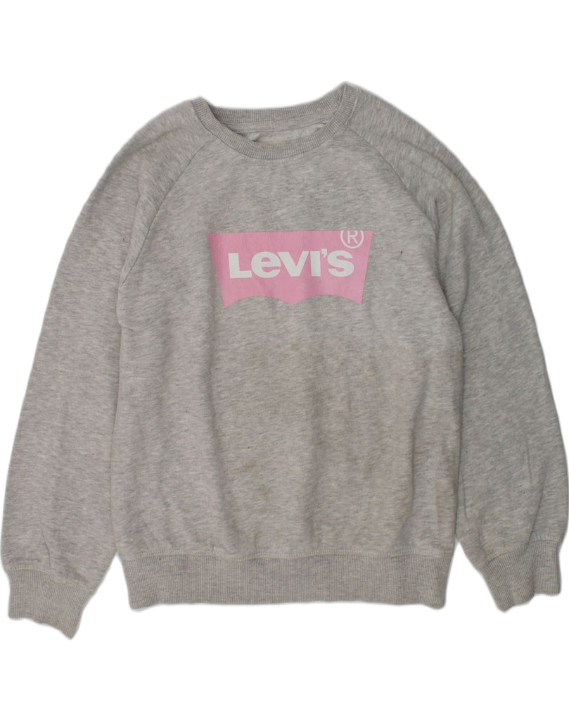 LEVI'S Girls Graphic Sweatshirt Jumper 10-11 Years Large Grey Cotton | Vintage Levi's | Thrift | Second-Hand Levi's | Used Clothing | Messina Hembry 