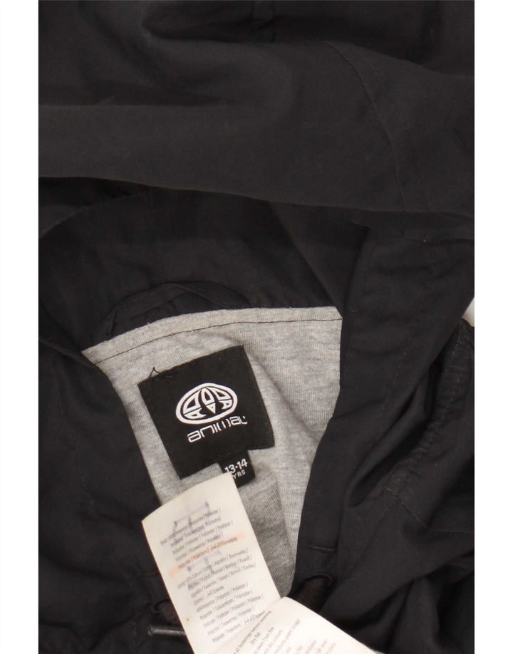 Animal Boys Graphic Hooded Windbreaker Jacket 13-14 Years Black Polyester