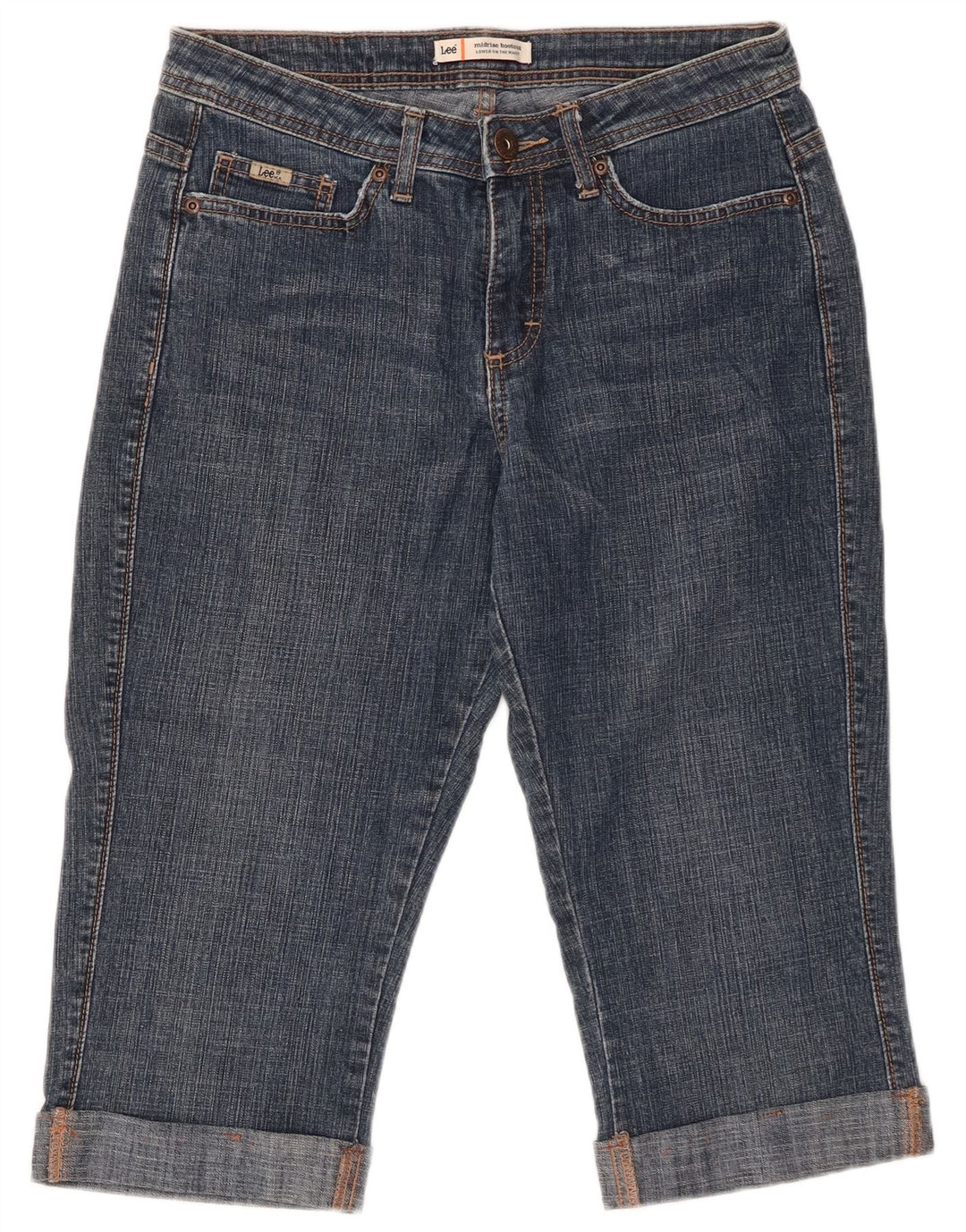 LEE Womens Mid Rise Capri Jeans US 8 Medium W29 Blue Cotton