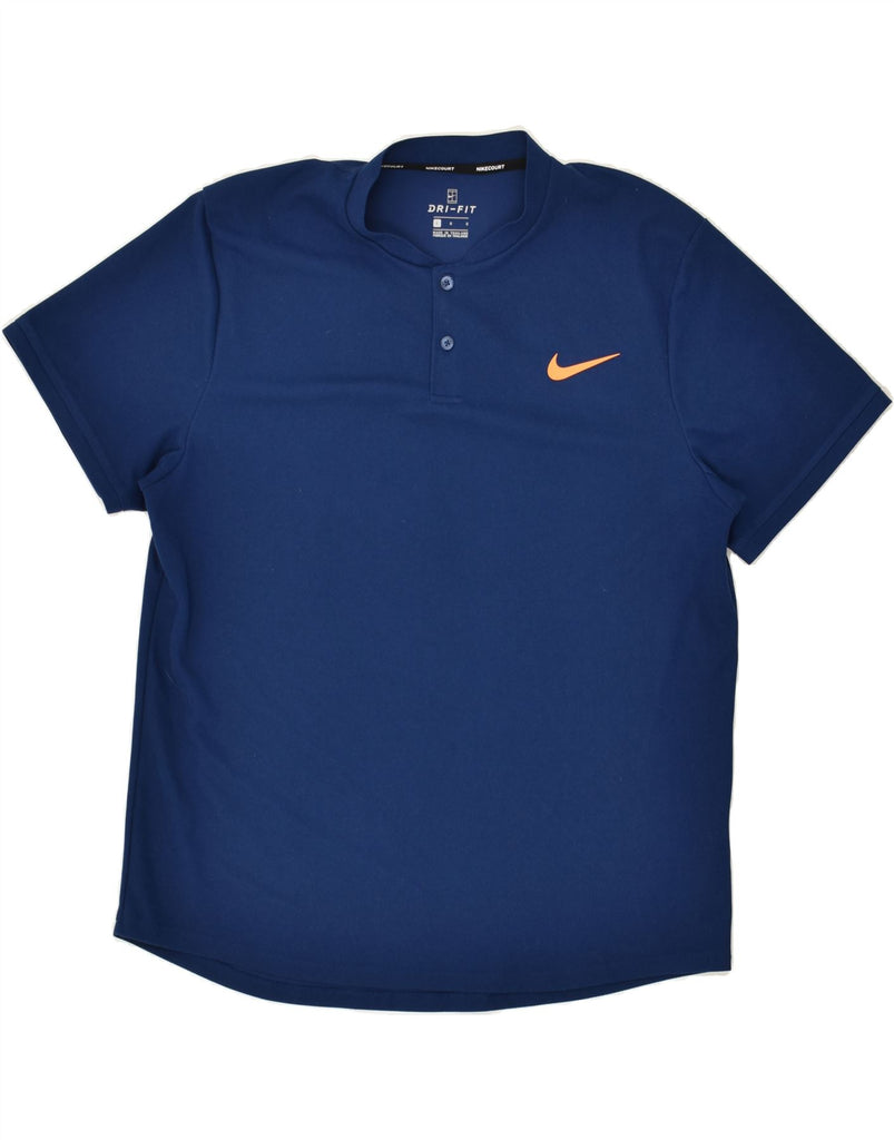 NIKE Mens Dri Fit Polo Shirt Large Navy Blue Polyester | Vintage Nike | Thrift | Second-Hand Nike | Used Clothing | Messina Hembry 