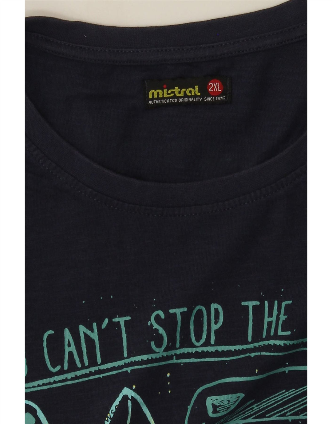 Mistral Mens Graphic T-Shirt Top 2XL Navy Blue