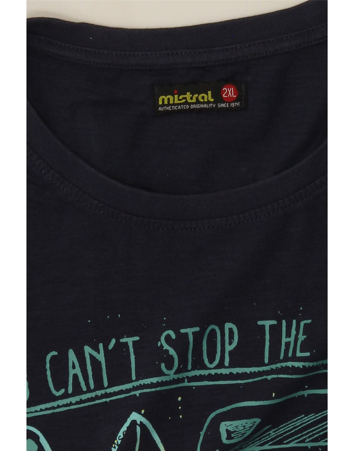 Mistral Mens Graphic T-Shirt Top 2XL Navy Blue