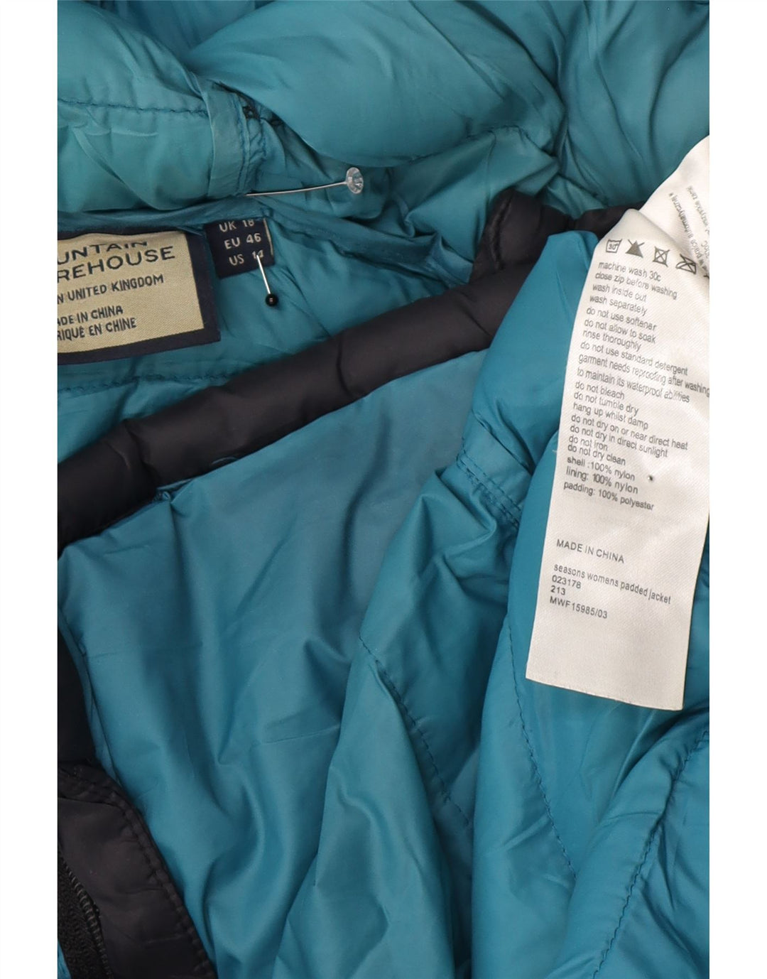 Mountain Warehouse Womens Hooded Oversized Padded Jacket UK 18 XL Navy Blue