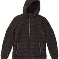 Superdry Womens Hooded Padded Jacket UK 14 Medium Black Flecked Polyester