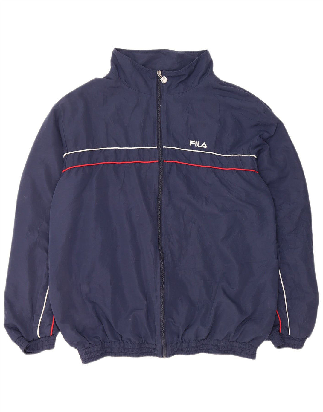 Fila Mens Tracksuit Top Jacket 2XL Navy Blue Striped Polyester Sports