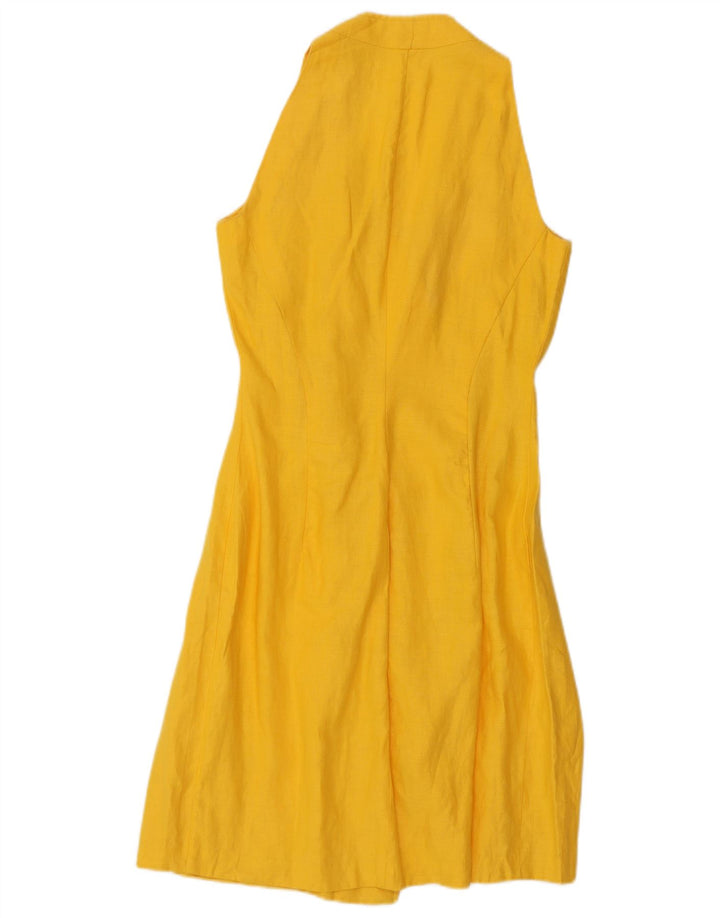 VINTAGE Womens Sleeveless Wrap Dress UK 8 Small Yellow