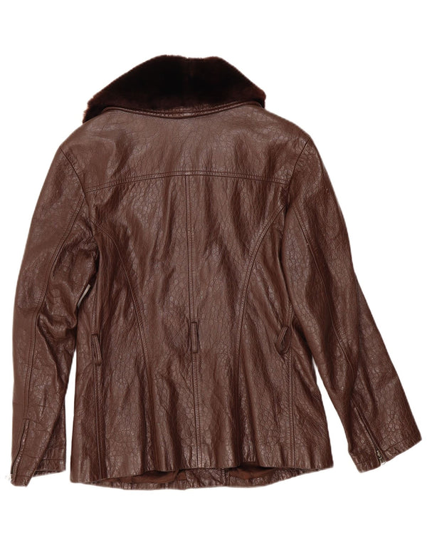 Vintage Womens Leather Jacket IT 42 Medium Brown Leather