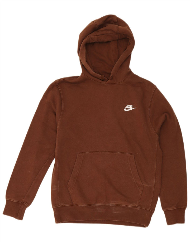 Nike Mens Hoodie Jumper Small Brown Cotton