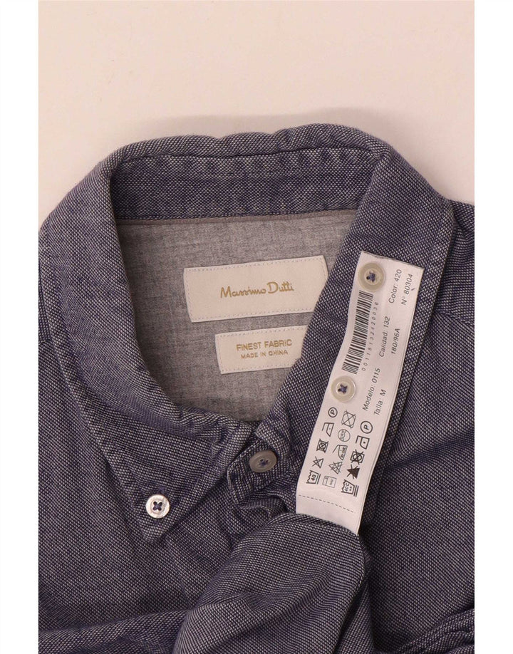 Massimo Dutti Mens Shirt Medium Blue Cotton