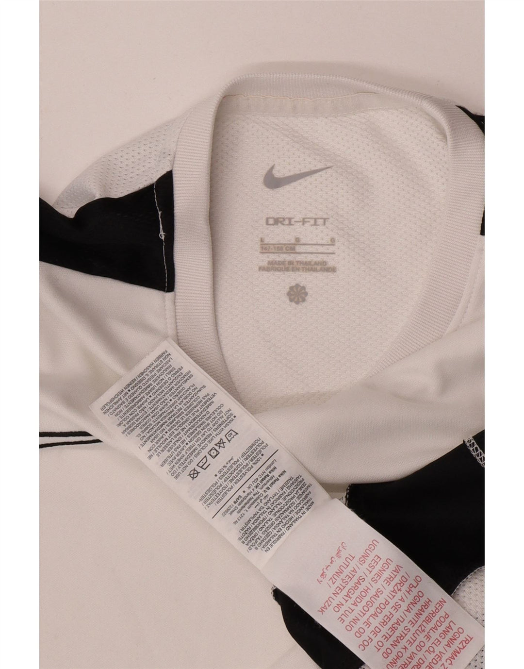 Nike Boys Dri Fit T-Shirt Top 12-13 Years Large White Colourblock Polyester