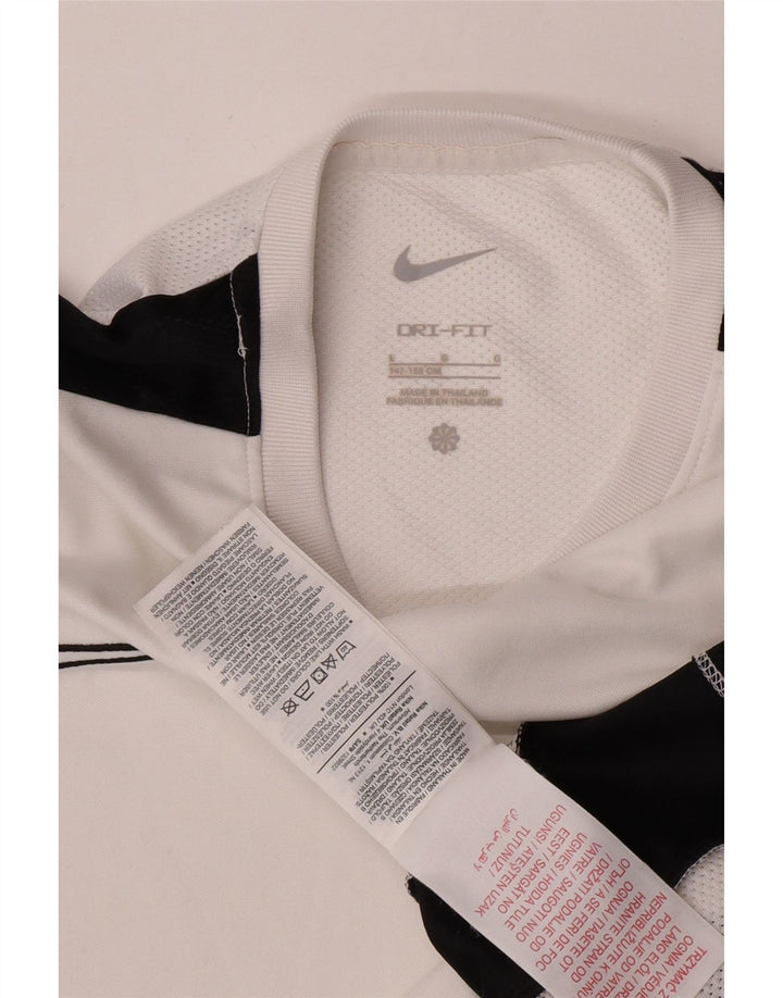 Nike Boys Dri Fit T-Shirt Top 12-13 Years Large White Colourblock Polyester