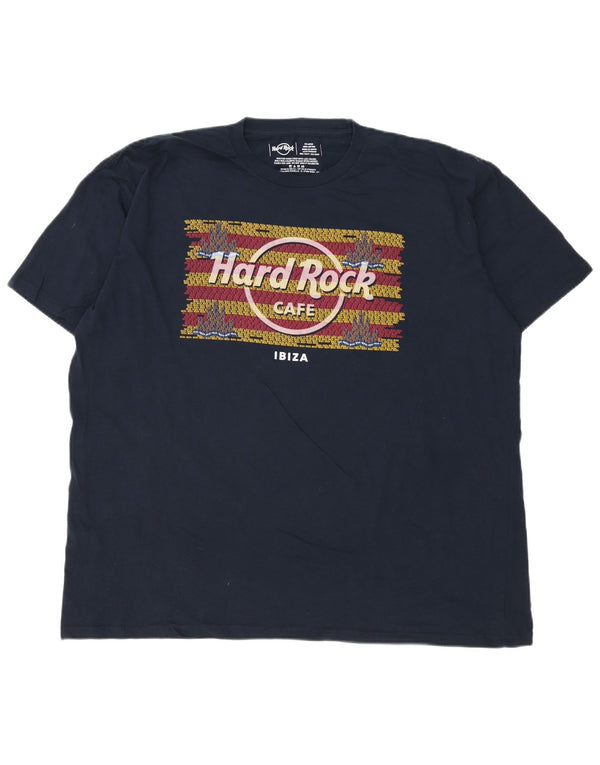 Hard Rock Cafe Mens Ibiza Graphic T-Shirt Top 2XL Navy Blue Cotton