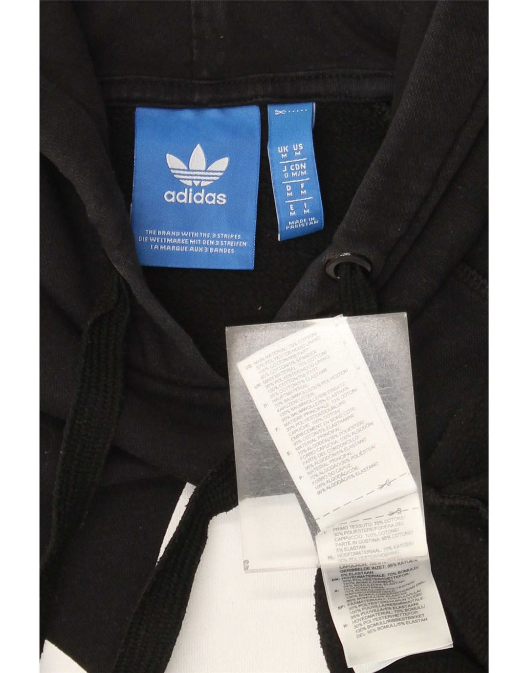 Adidas Mens Graphic Hoodie Jumper Medium Black Cotton