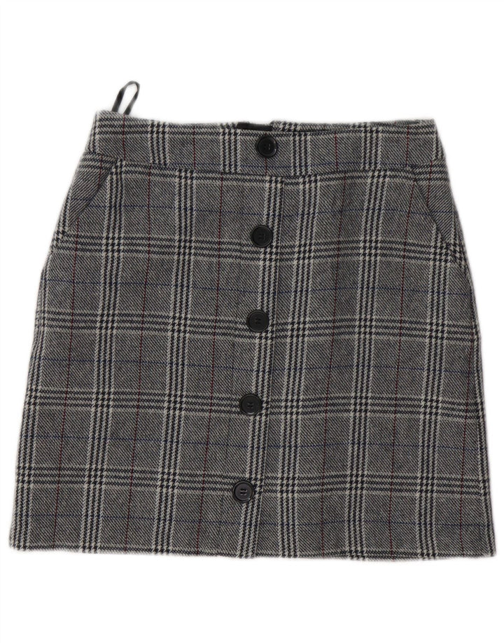 Marks & Spencer Womens Mini Skirt UK 8 Small W28  Grey Houndstooth Acrylic