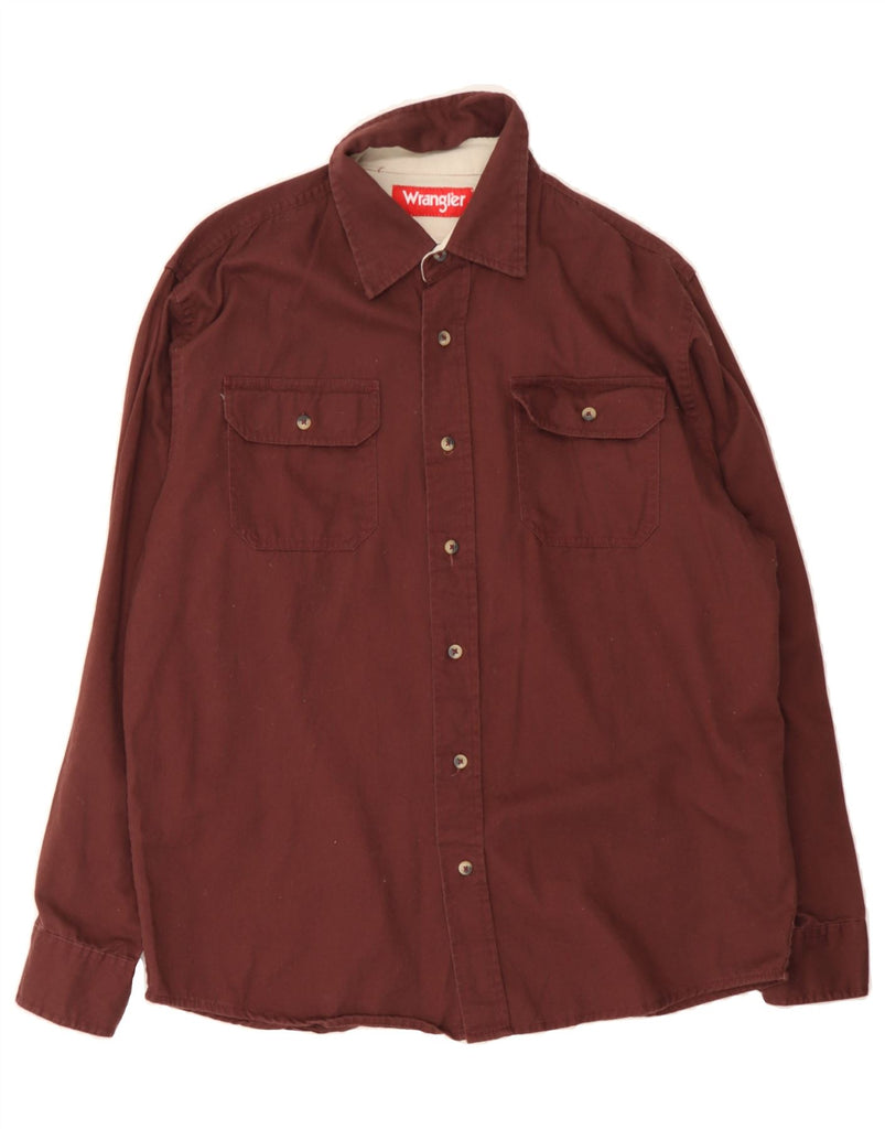 WRANGLER Mens Flannel Shirt Medium Maroon Cotton Vintage Wrangler and Second-Hand Wrangler from Messina Hembry 