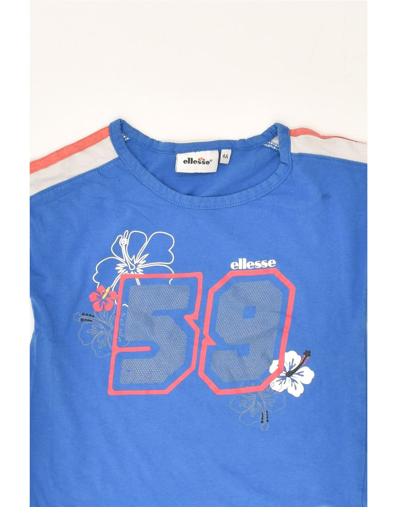 ELLESSE Girls Graphic T-Shirt Top 3-4 Years Blue Cotton | Vintage Ellesse | Thrift | Second-Hand Ellesse | Used Clothing | Messina Hembry 