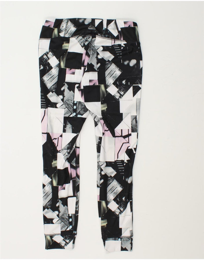 REEBOK Womens Leggings UK 12/14 Medium  Multicoloured Geometric Polyester Vintage Reebok and Second-Hand Reebok from Messina Hembry 
