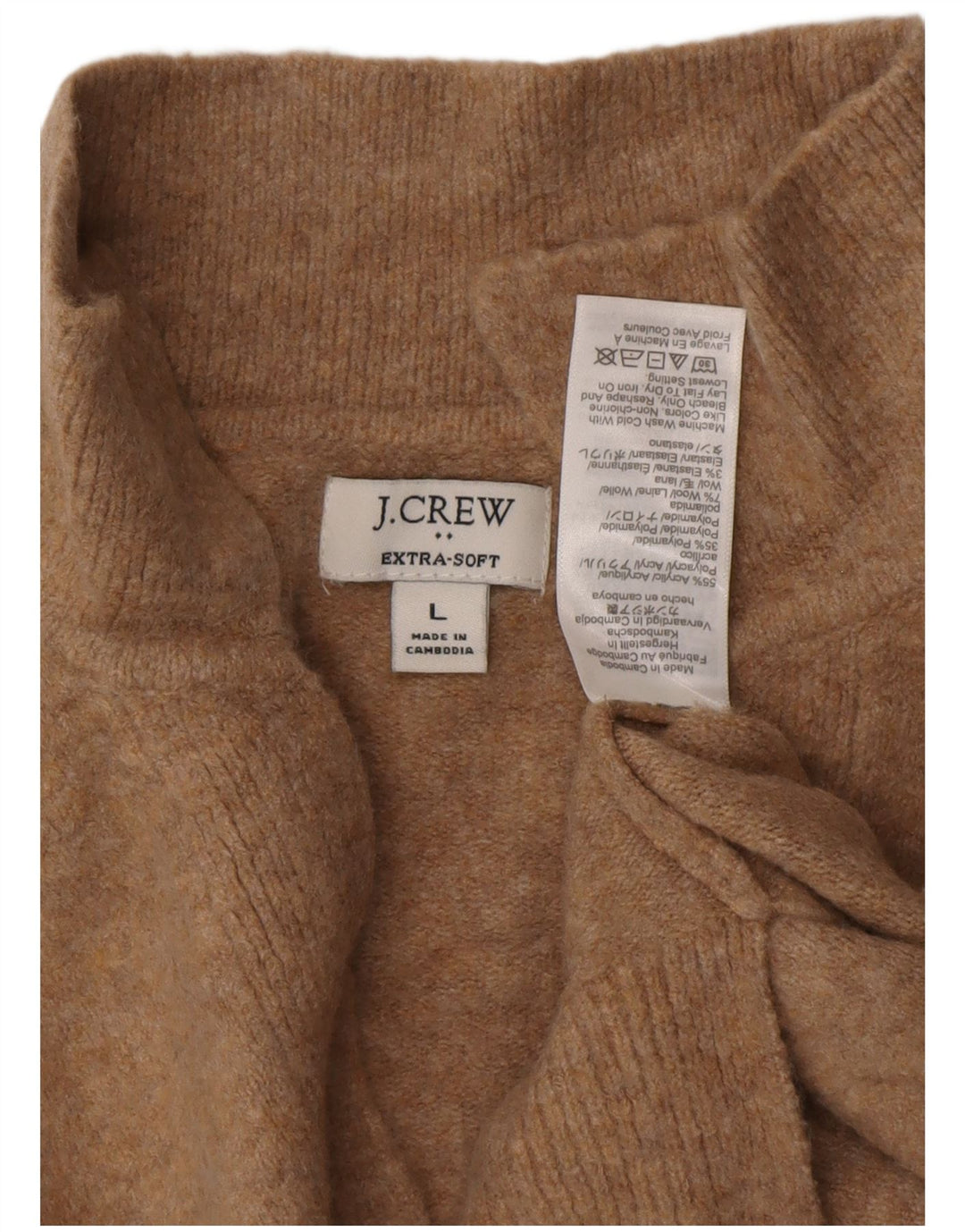 J. CREW Womens Oversized Polo Neck Jumper Sweater UK 16 Large Brown