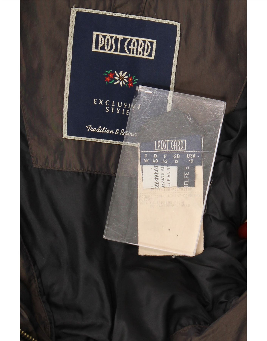 Post Card Womens Hooded Padded Jacket UK 12 Medium  Brown Polyamide