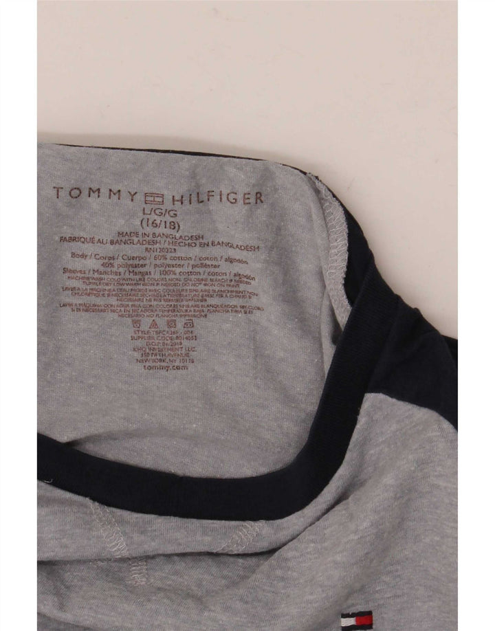 Tommy Hilfiger Boys Top Long Sleeve 15-16 Years Large Grey Colourblock