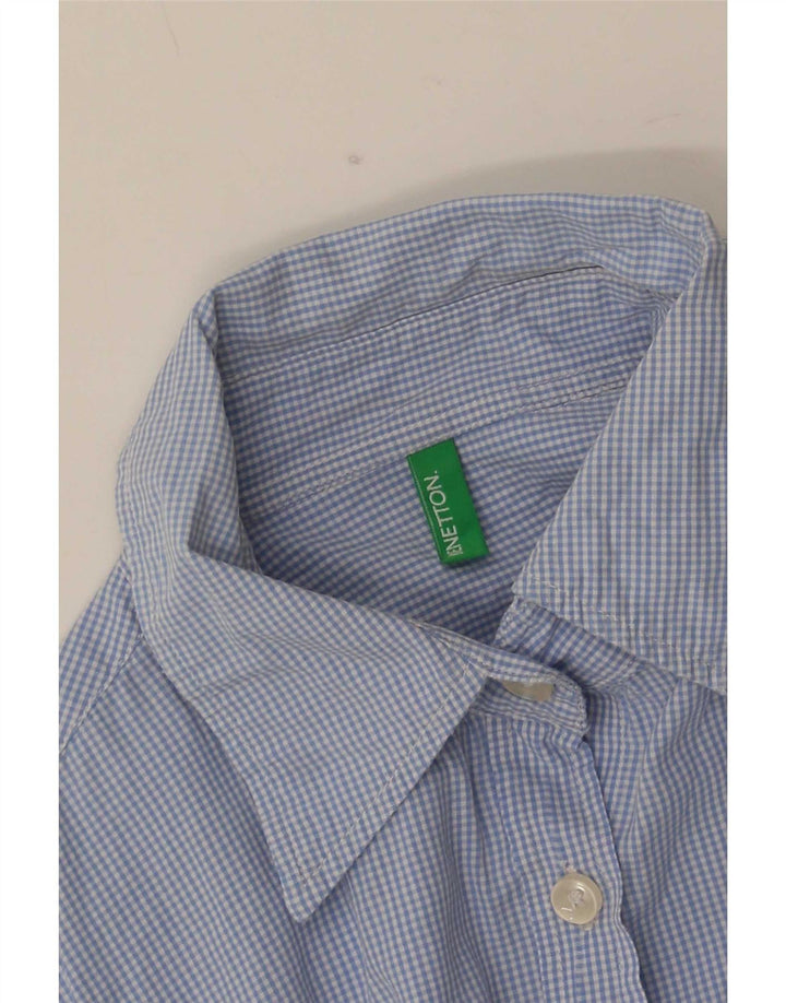 Benetton Womens Shirt UK 10 Small Blue Gingham