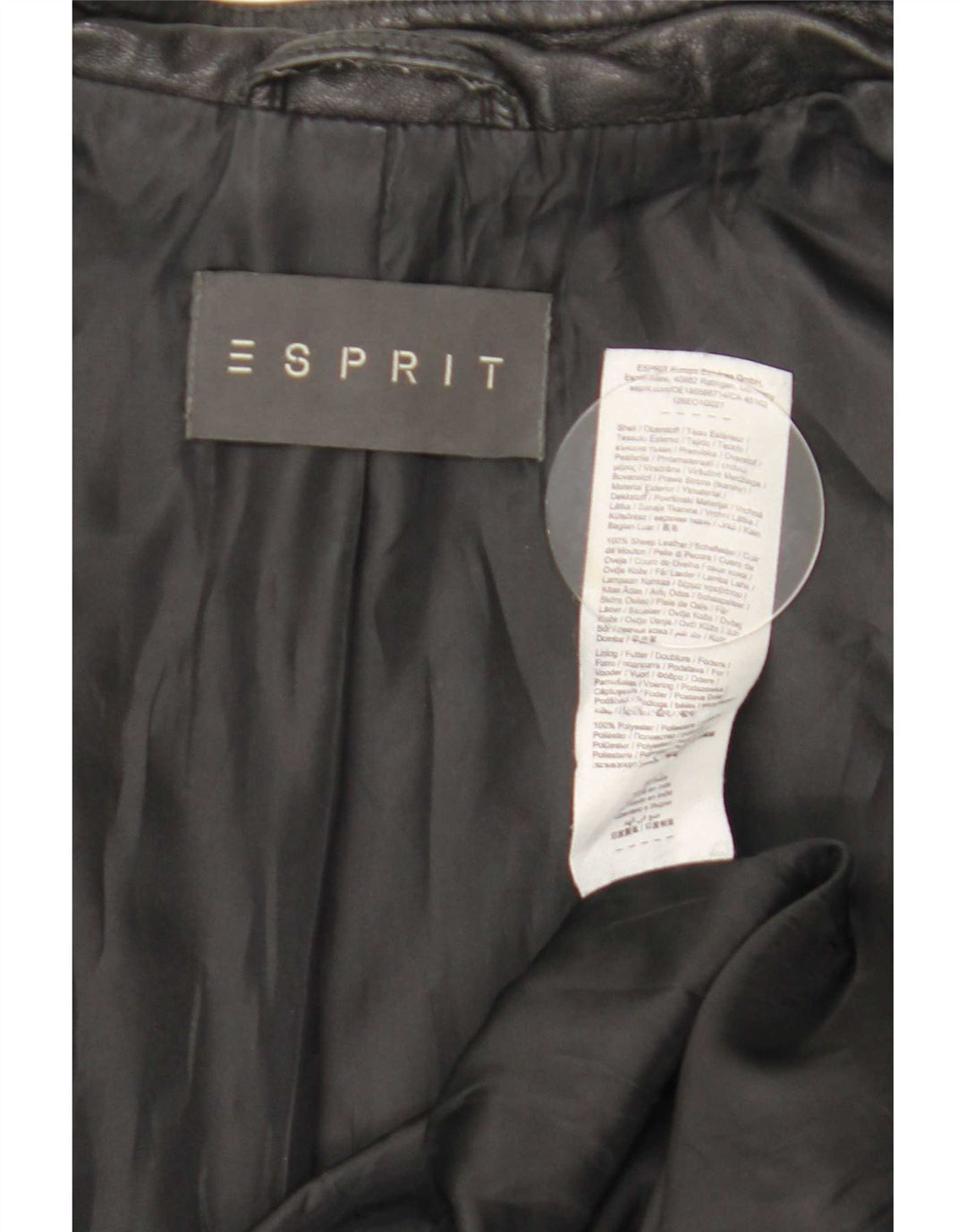 Esprit Womens Leather Racer Jacket UK 16 Large Black Leather