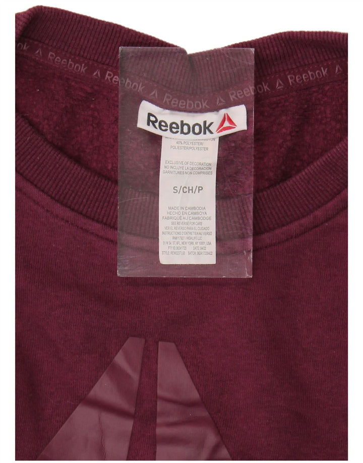 Reebok Womens Graphic Oversized Sweatshirt Jumper UK 10 Small Maroon Cotton