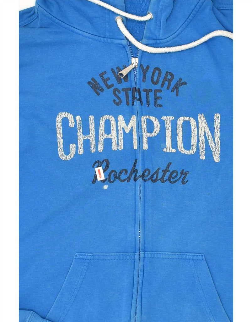 CHAMPION Mens Rochester Graphic Zip Hoodie Sweater Medium Blue Cotton | Vintage Champion | Thrift | Second-Hand Champion | Used Clothing | Messina Hembry 