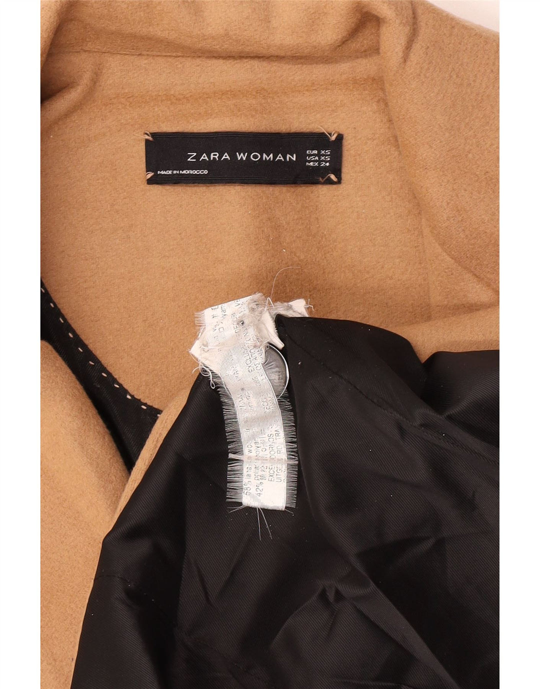 Zara Womens Overcoat UK 6 XS Beige Wool