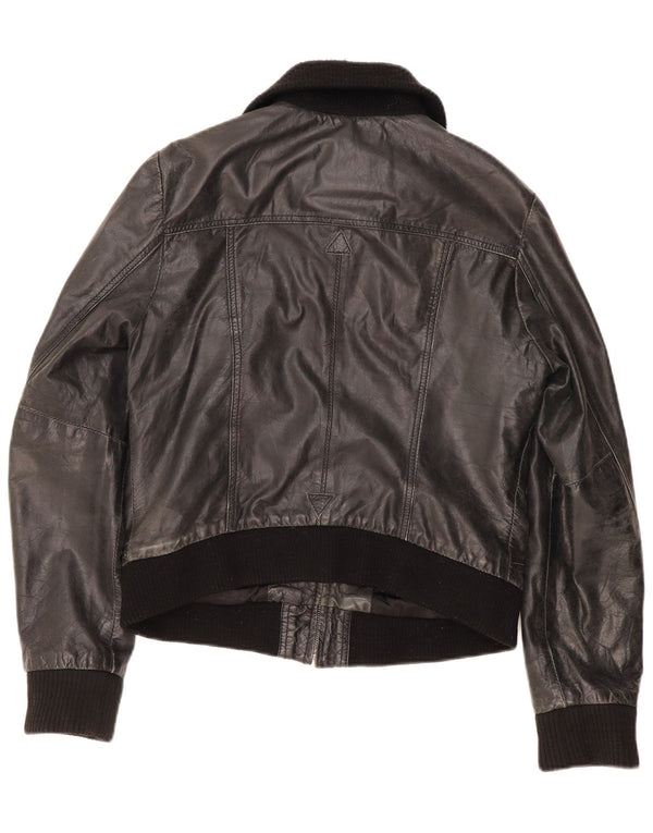 Vintage Boys Leather Jacket 13-14 Years XL Black Leather