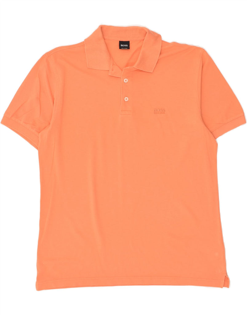 HUGO BOSS Mens Polo Shirt Medium Orange Cotton | Vintage Hugo Boss | Thrift | Second-Hand Hugo Boss | Used Clothing | Messina Hembry 