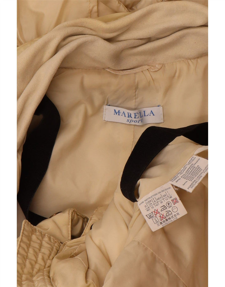 Marella Womens Hooded Padded Jacket UK 14 Large Beige Polyamide