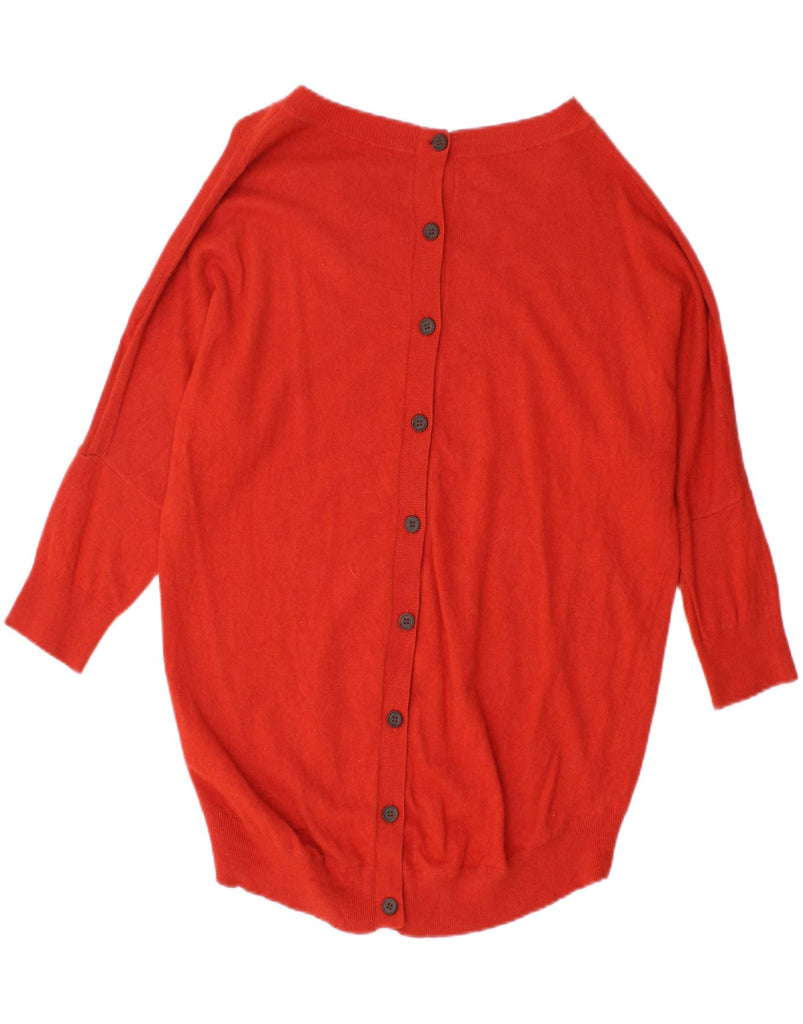 JIGSAW Womens 3/4 Sleeve Cardigan Sweater UK 16 Large Red Lambswool Vintage Jigsaw and Second-Hand Jigsaw from Messina Hembry 