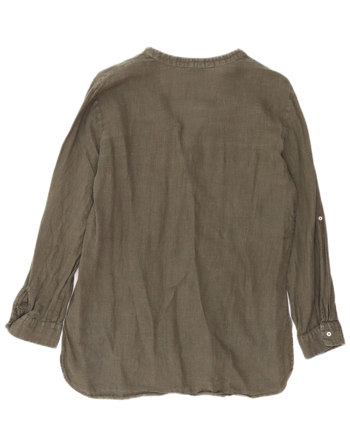 Zara Womens Oversized Shirt Blouse UK 10 Small Khaki