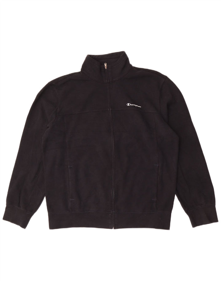 Champion Mens Tracksuit Top Jacket 2XL Black Cotton