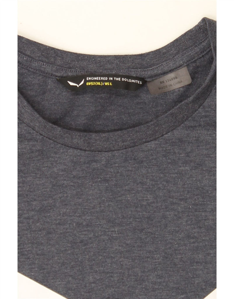 SALEWA Mens Graphic T-Shirt Top XL Blue Vintage SALEWA and Second-Hand SALEWA from Messina Hembry 