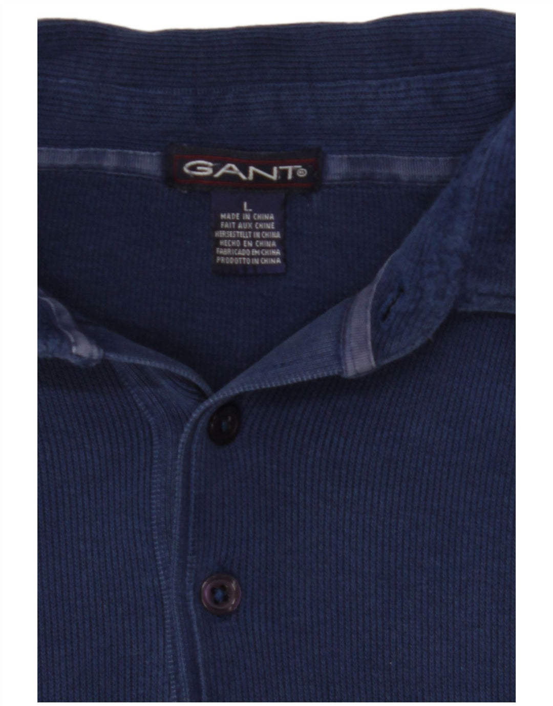 GANT Mens Polo Neck Jumper Sweater Large Navy Blue Cotton