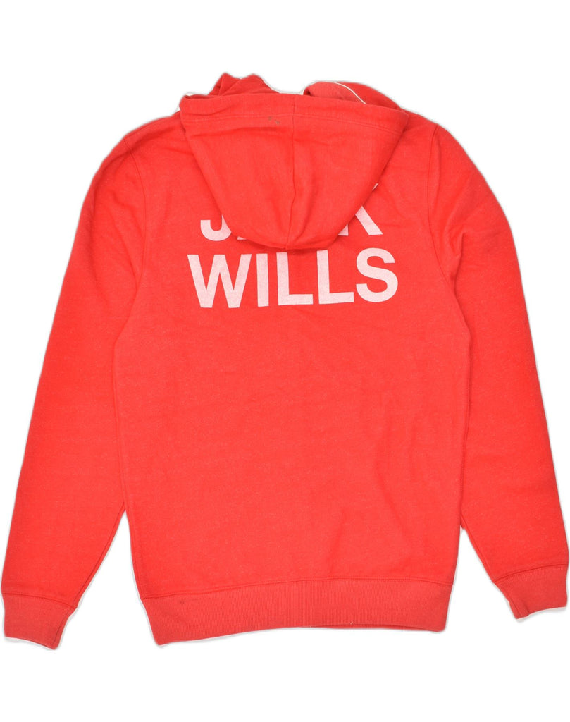 JACK WILLS Mens Graphic Zip Hoodie Sweater Small Red Cotton | Vintage Jack Wills | Thrift | Second-Hand Jack Wills | Used Clothing | Messina Hembry 