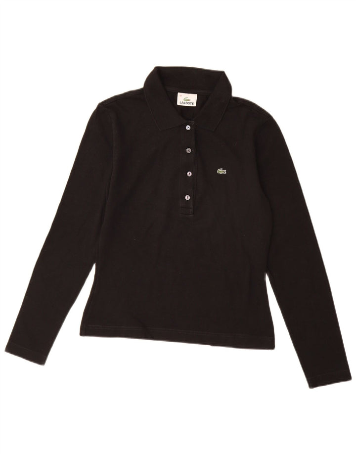 Lacoste Womens Long Sleeve Polo Shirt Size 40 Medium Black Cotton